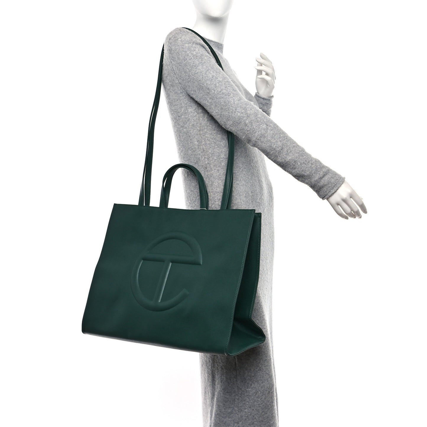 Vegan Leather Large Shopping Bag Dark Olive