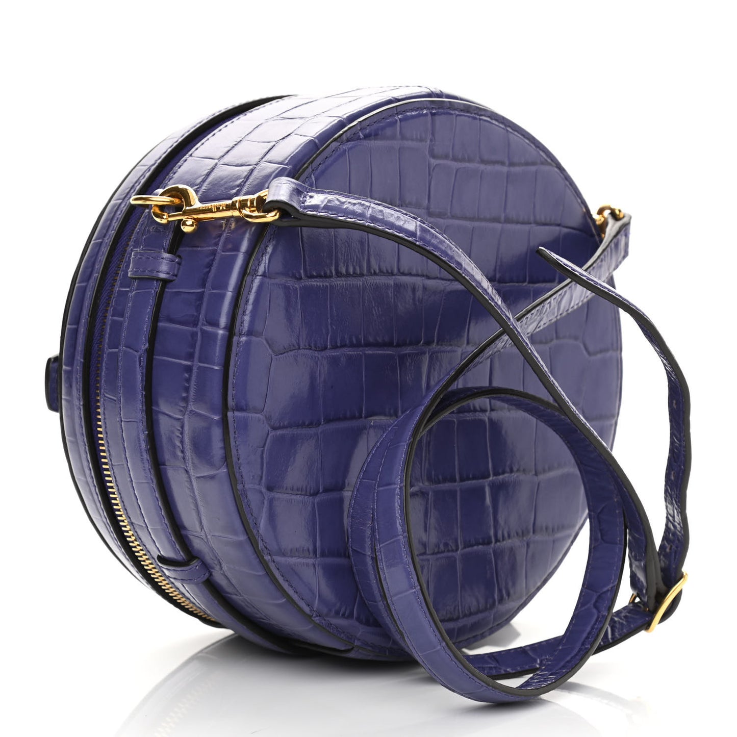 Shiny Croc Calfskin Embossed Trunk Bag Dark Amethyst
