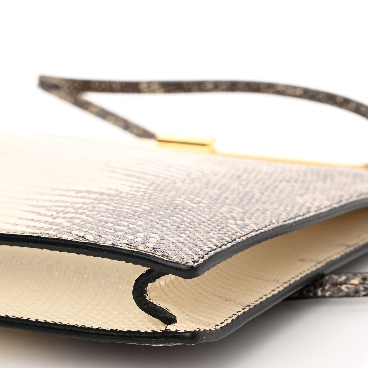 Lizard Mini Clasp Bag Black White