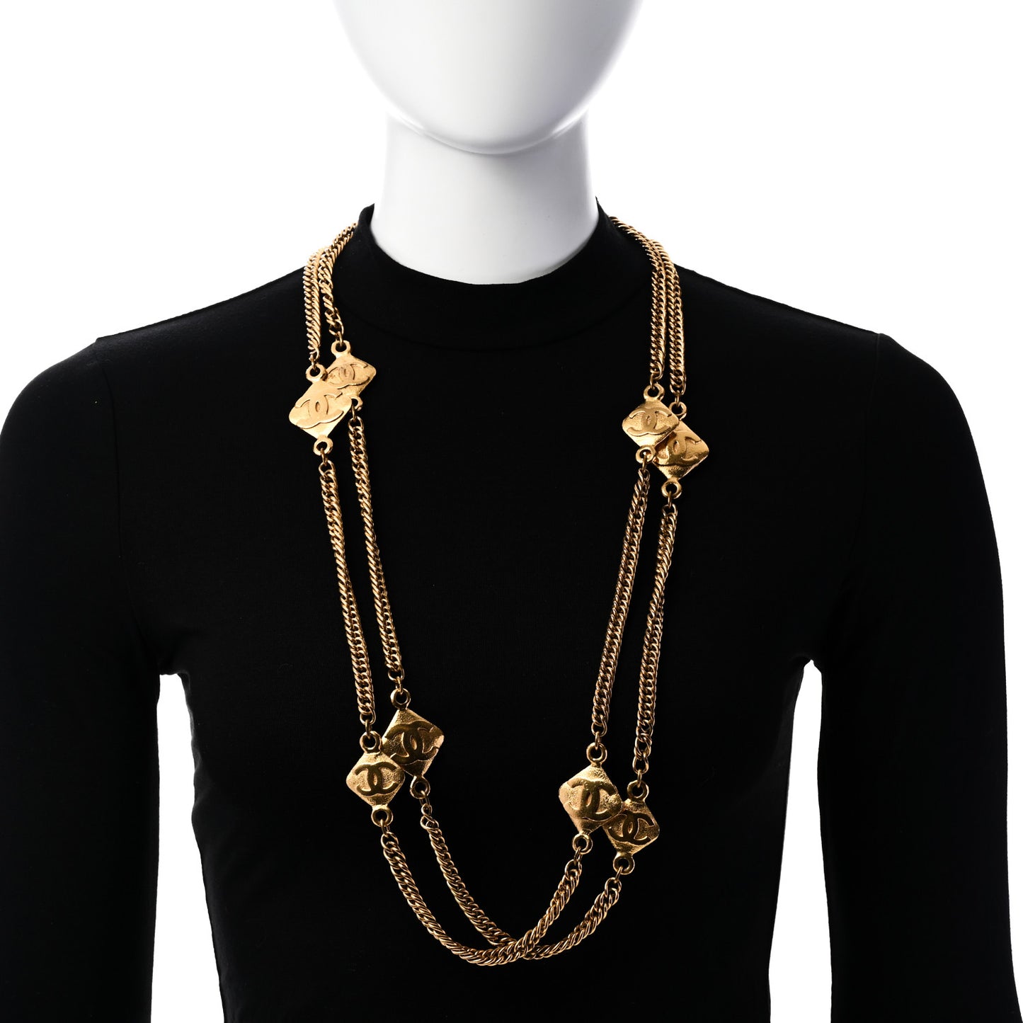 Metal CC Long Chain Necklace Gold