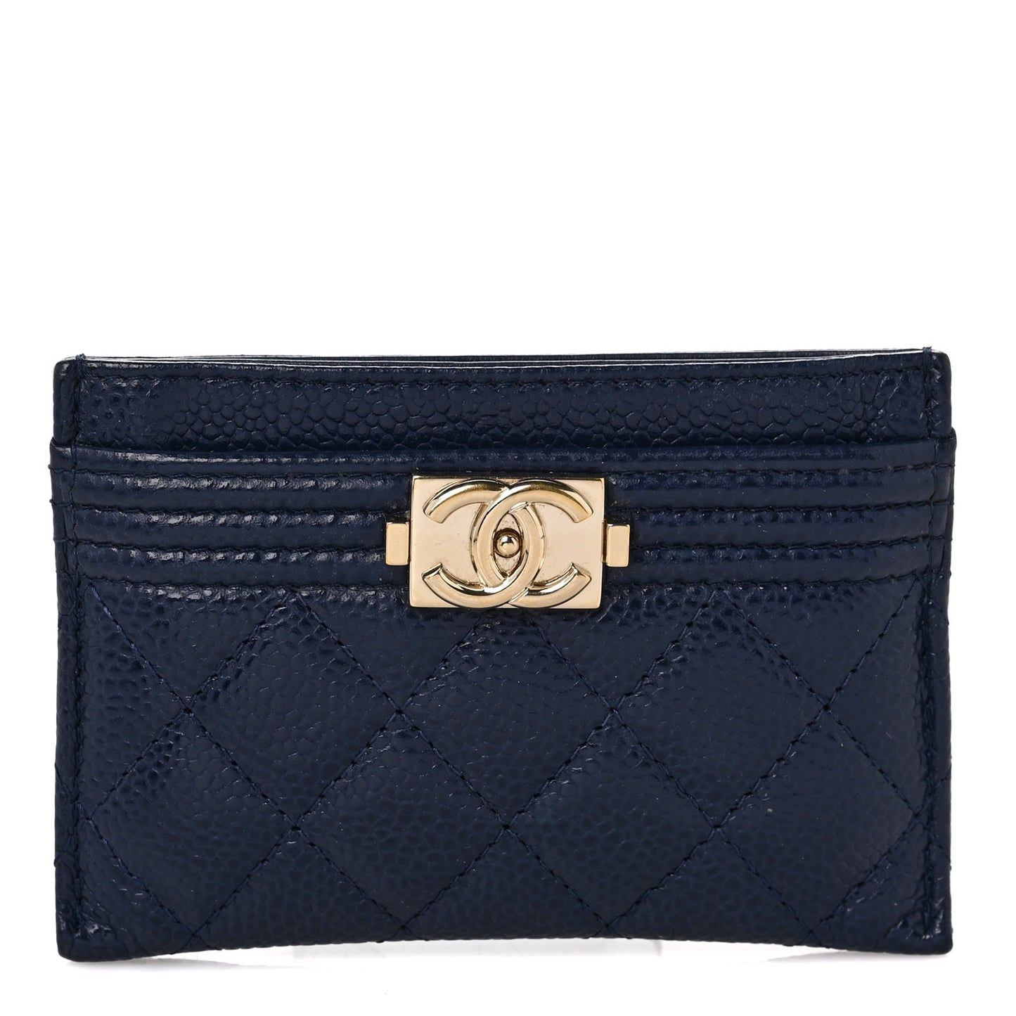 Caviar Quilted Boy Card Holder Blue
