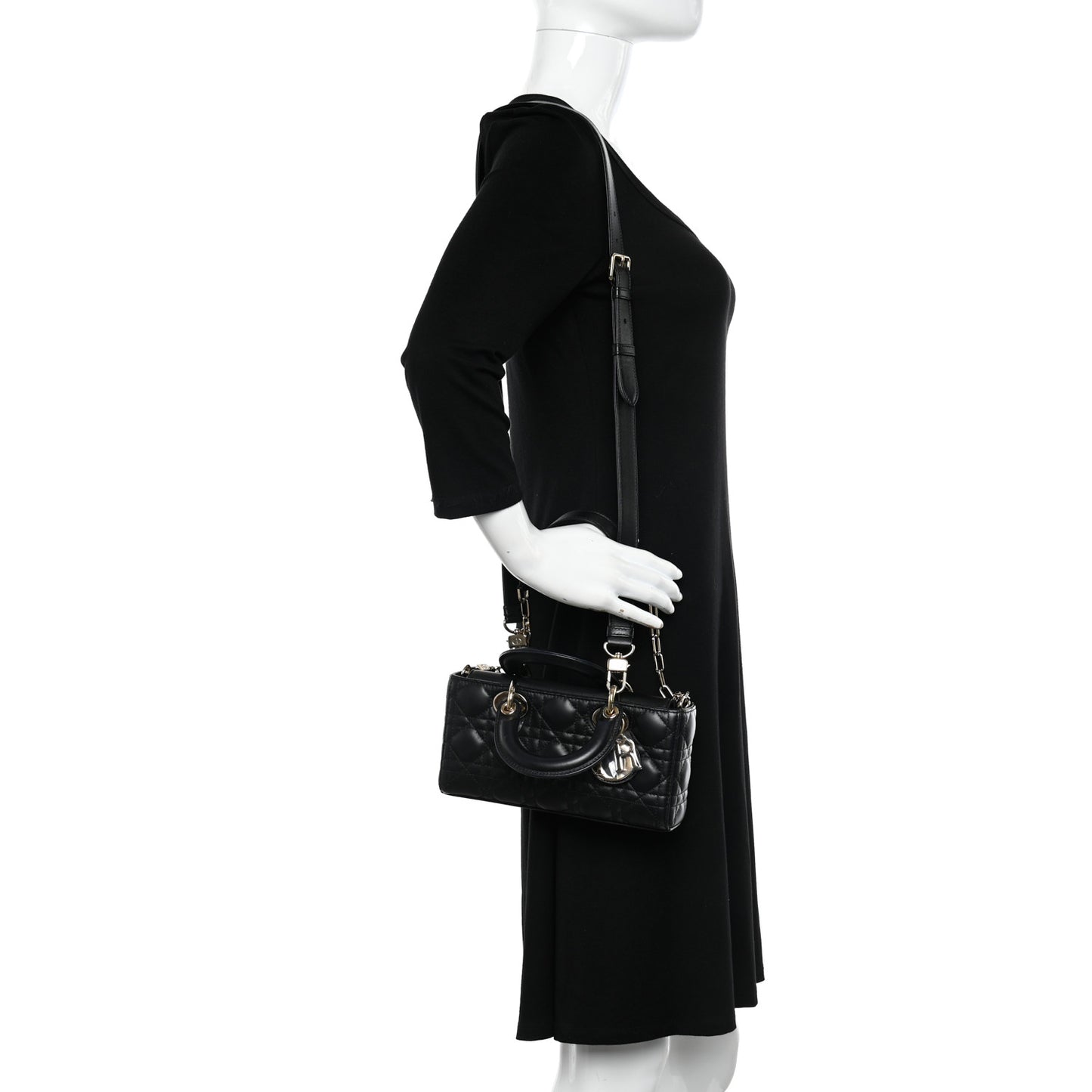 Lambskin Cannage Small Lady D-Joy Black