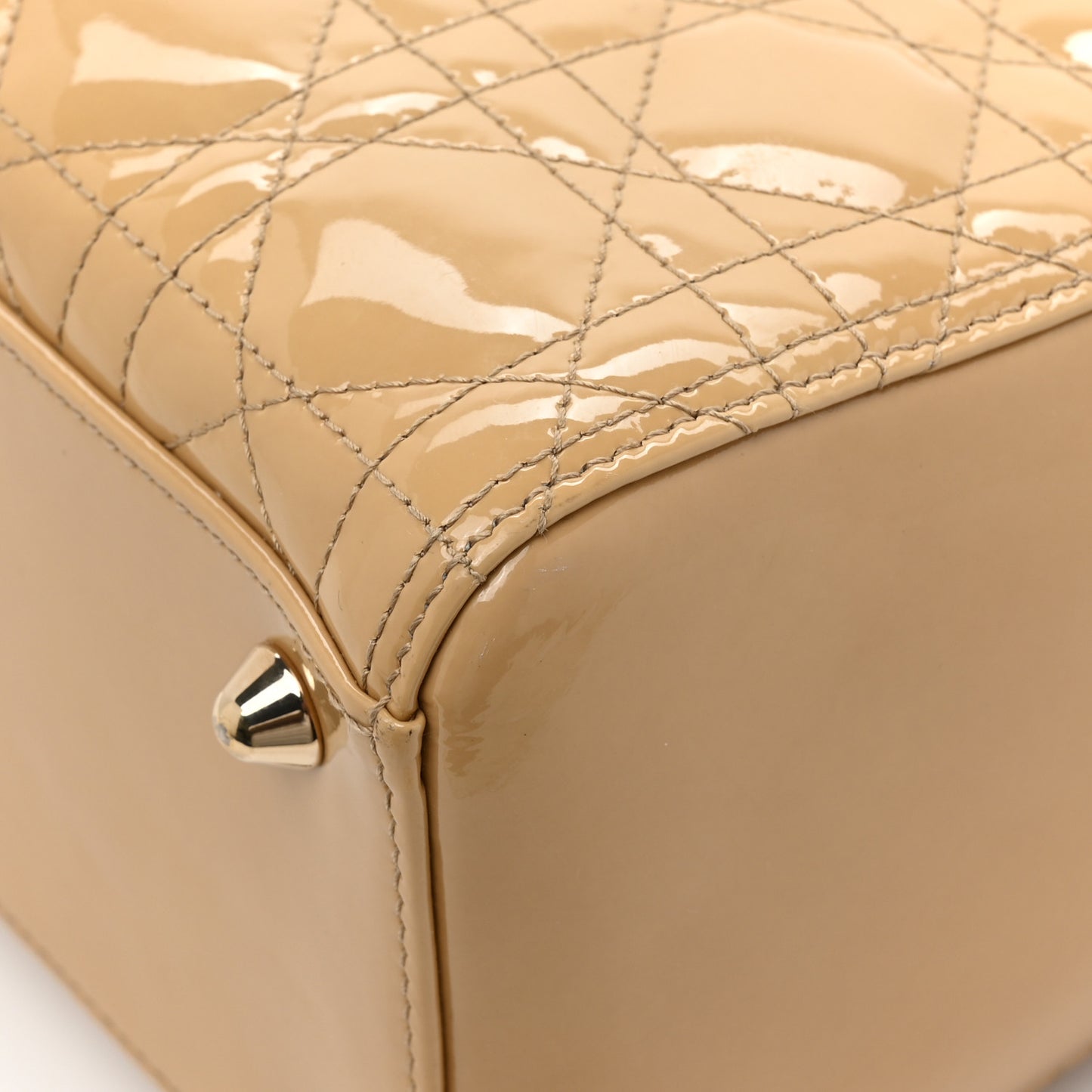 Patent Cannage Large Lady Dior Beige