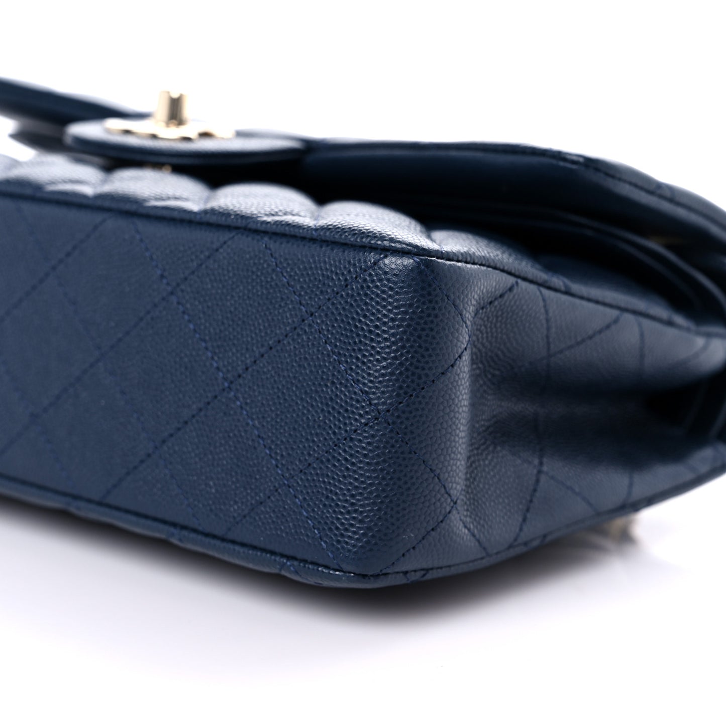 Caviar Quilted Small Double Flap Navy