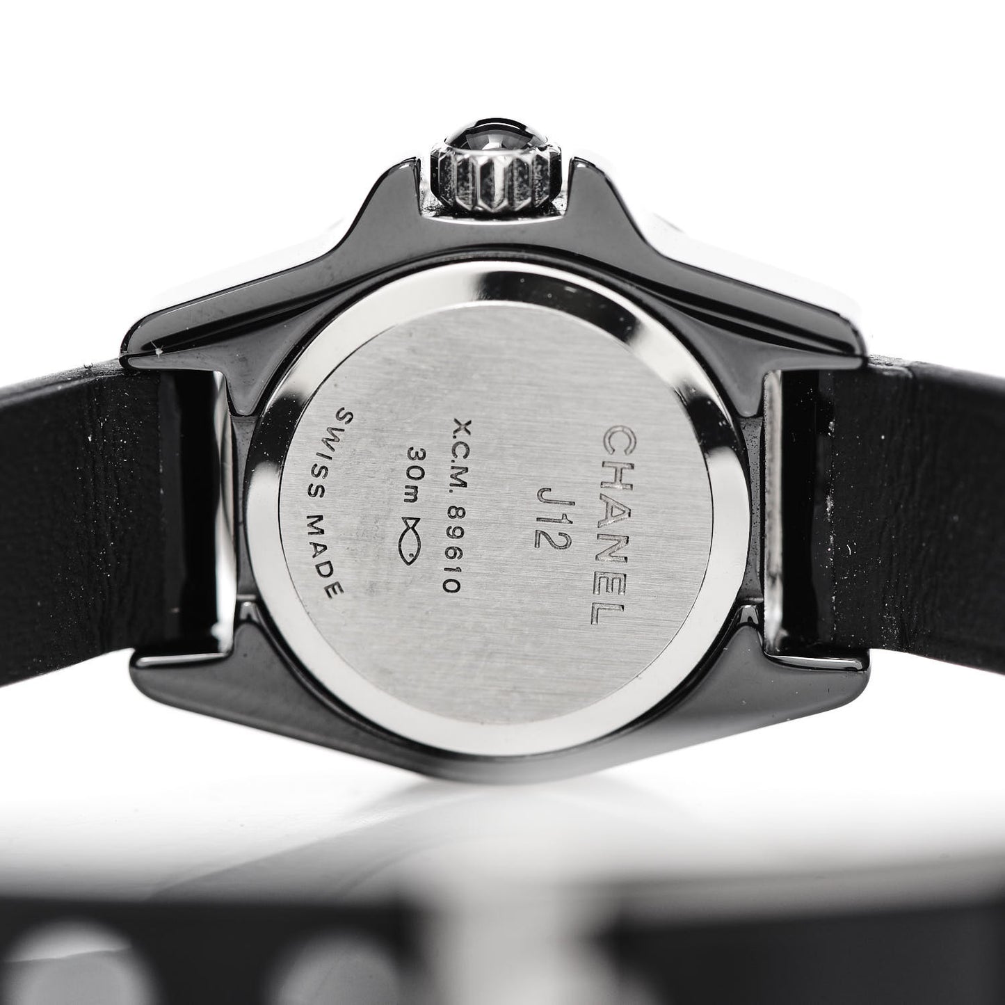 Stainless Steel Patent Calfskin Ceramic Diamond 19mm J12-XS Glove Watch Black