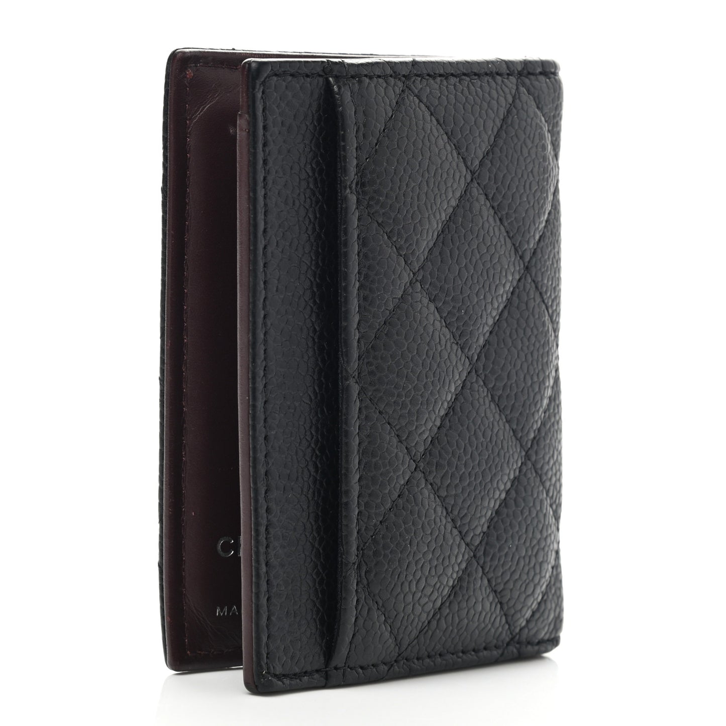 Caviar Quilted Card Holder Wallet Black