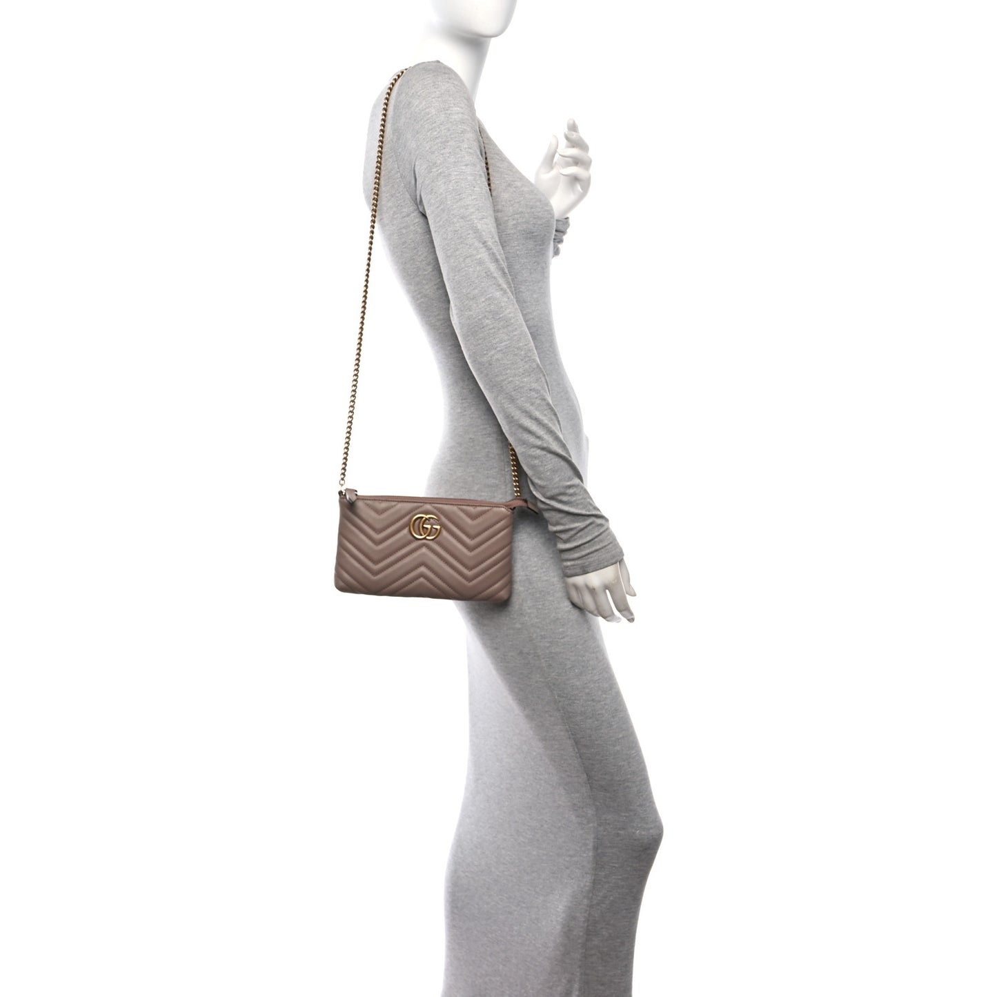 Calfskin Matelasse Mini GG Marmont Chain Bag Porcelain Rose
