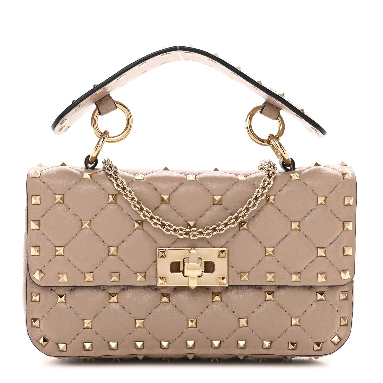 Valentino Garavani Nappa Small Rockstud Spike Shoulder Bag Poudre 1 of 11