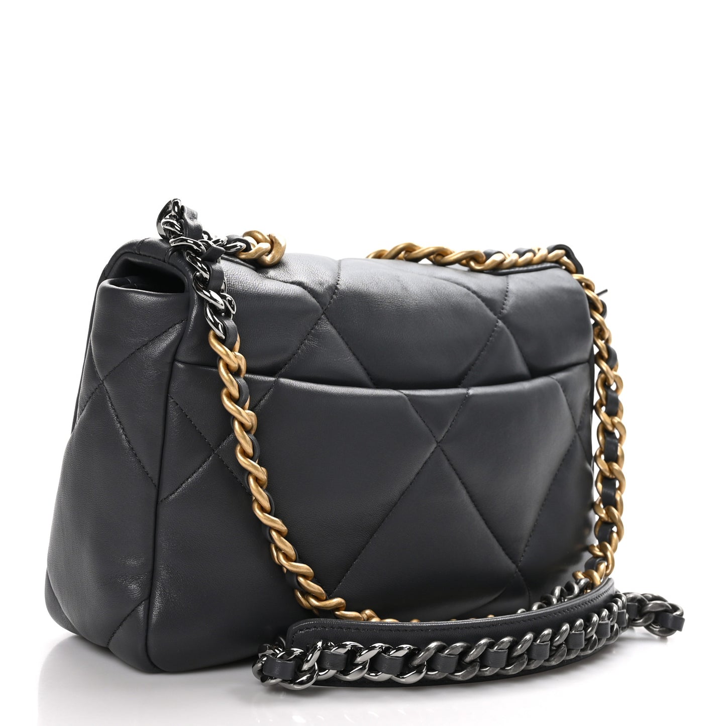 Lambskin Quilted Medium Chanel 19 Flap Dark Grey