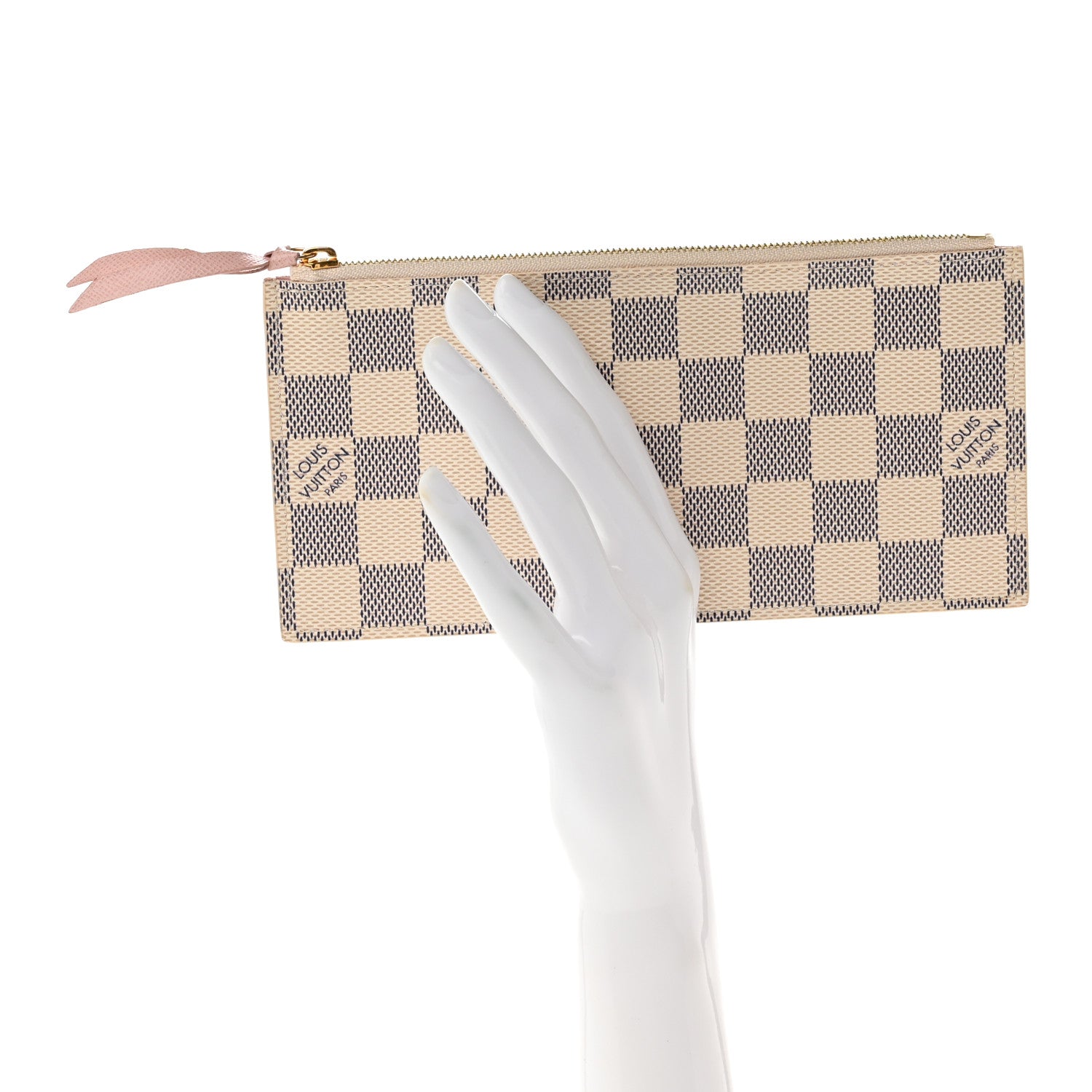 Louis Vuitton Damier Azur Felicie Chain Wallet Zippered Insert Rose Ballerine 2 of 6