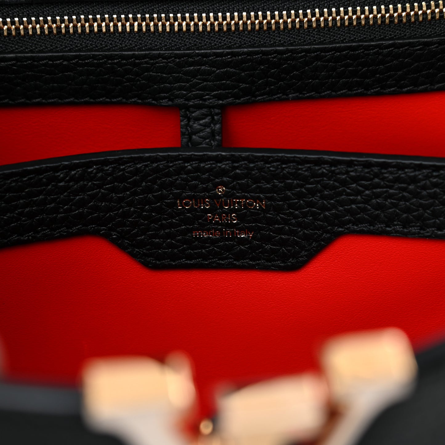 Taurillon Embroidered Strap Capucines MM Black