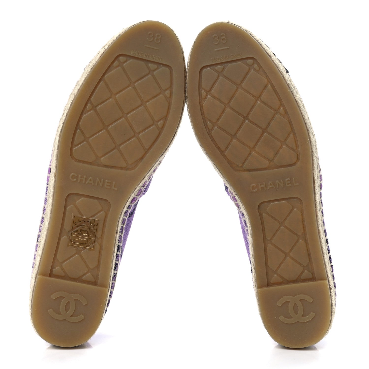 Chanel Cotton Jacquard Grosgrain CC Print Espadrilles 38 Purple Black 5 of 10