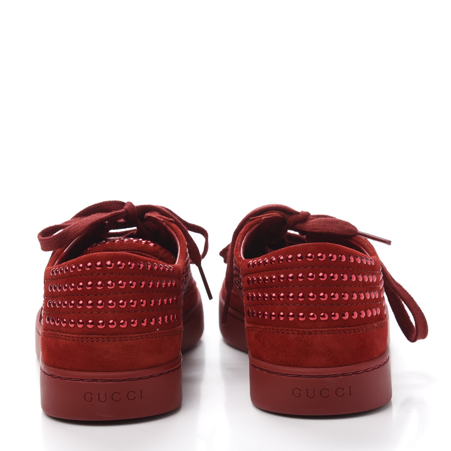 Gucci Suede Crystal Studded Sneaker 6 Red 5 of 9