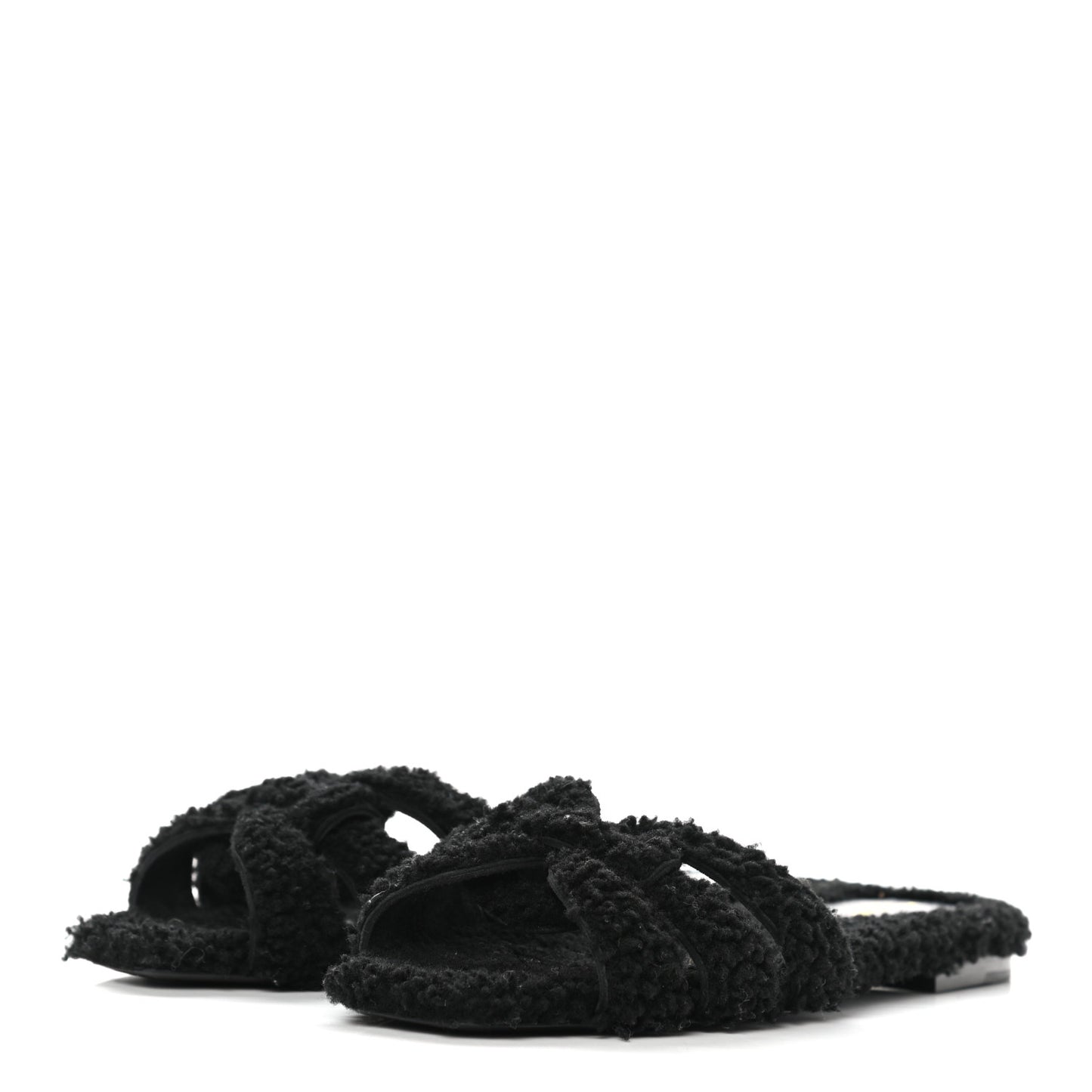 Shearling Tribute Flat Mules 37.5 black
