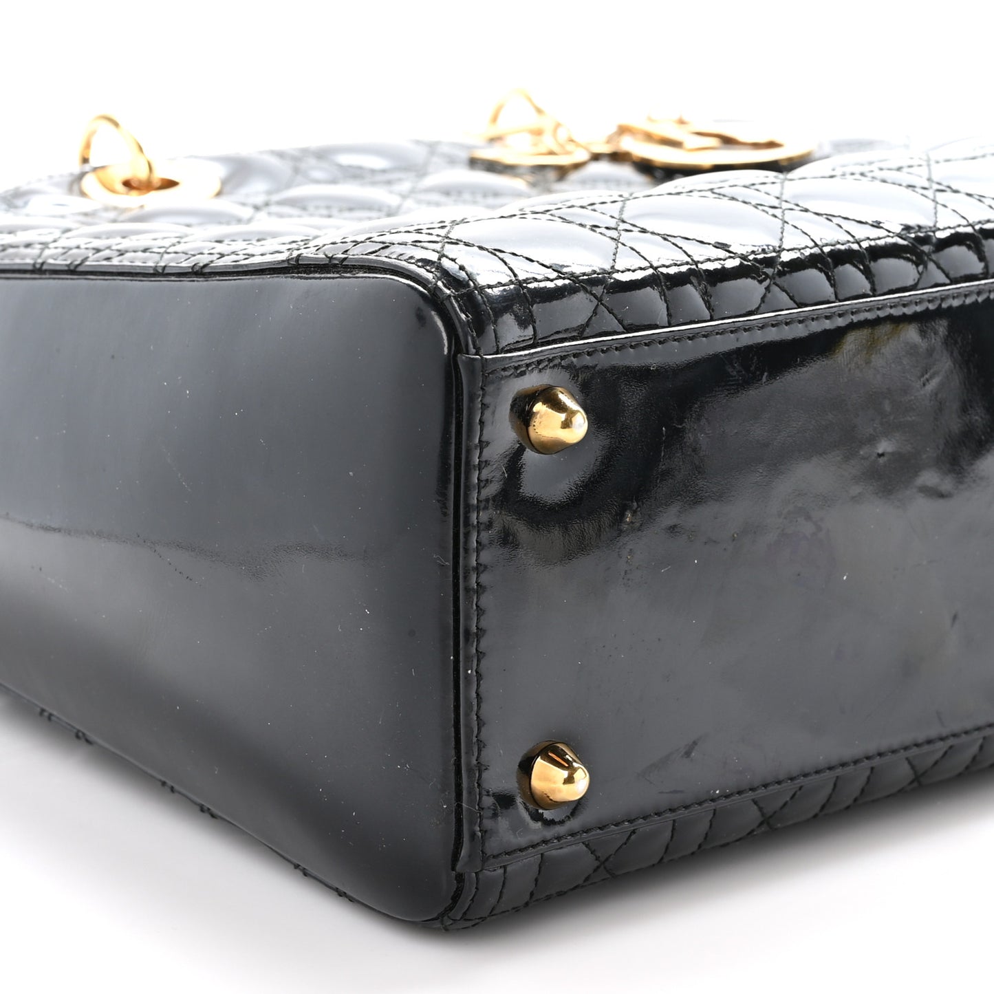 Patent Cannage Large Lady Dior Black