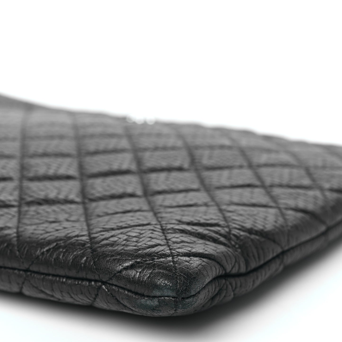 Woven Lambskin Quilted Large Cosmetic Case Black