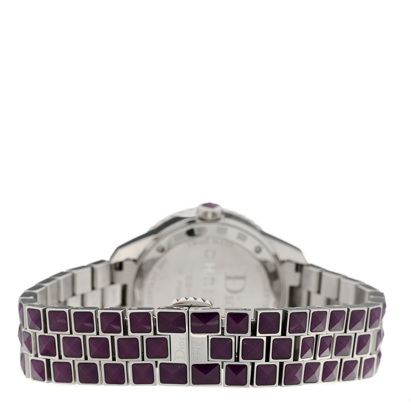 Stainless Steel Diamond Sapphire 33mm Christal Quartz Watch Purple