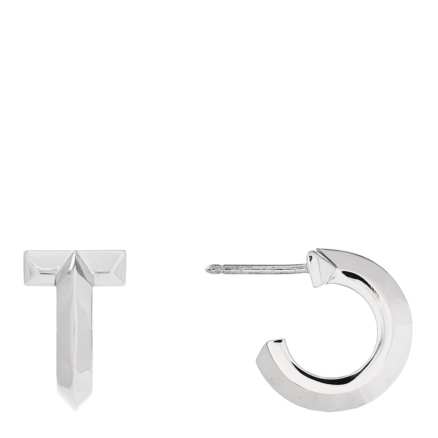 18K White Gold T1 Hoop Earrings