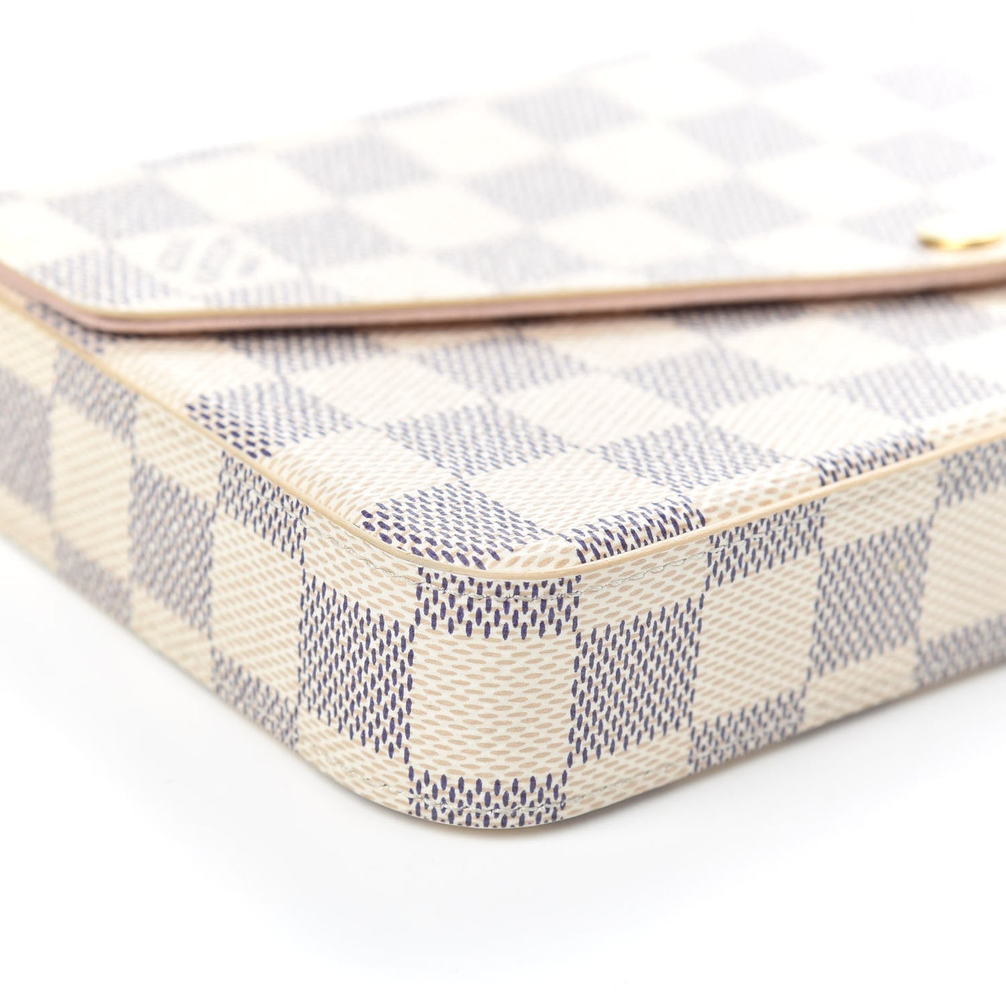 Damier Azur Pochette Felicie Chain Wallet Rose Ballerine