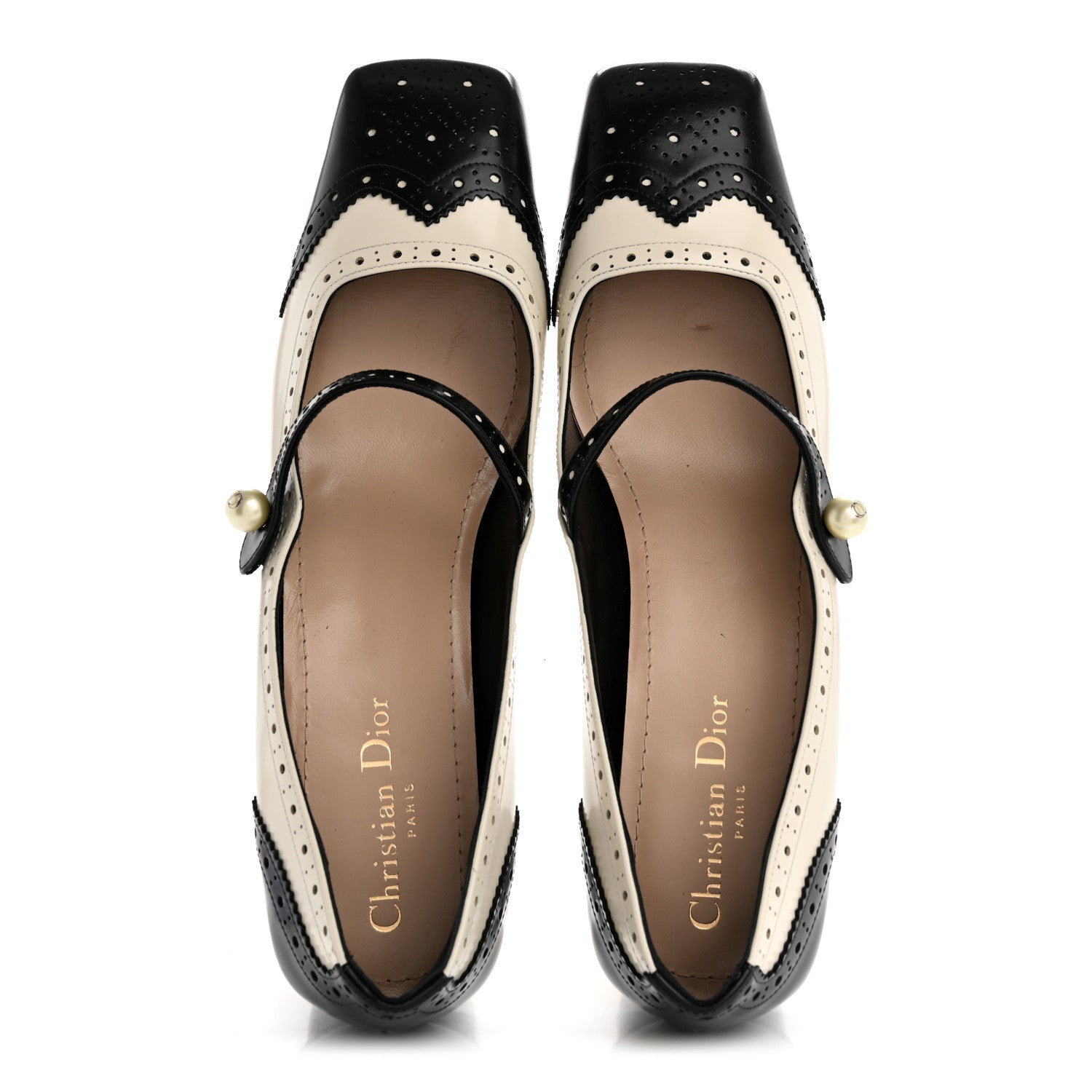 Christian Dior Calfskin Spectadior Square Mary Jane Pumps 39.5 Black White 2 of 9