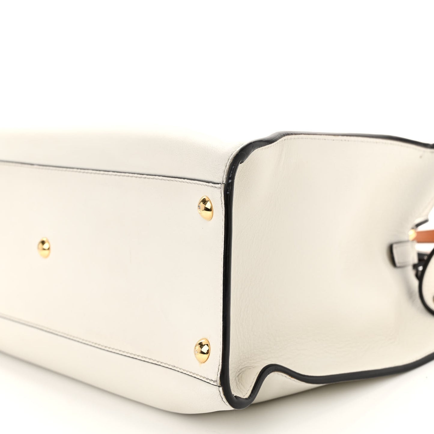 Vitello Seta Century Small Peekaboo X-Tote White Brandy
