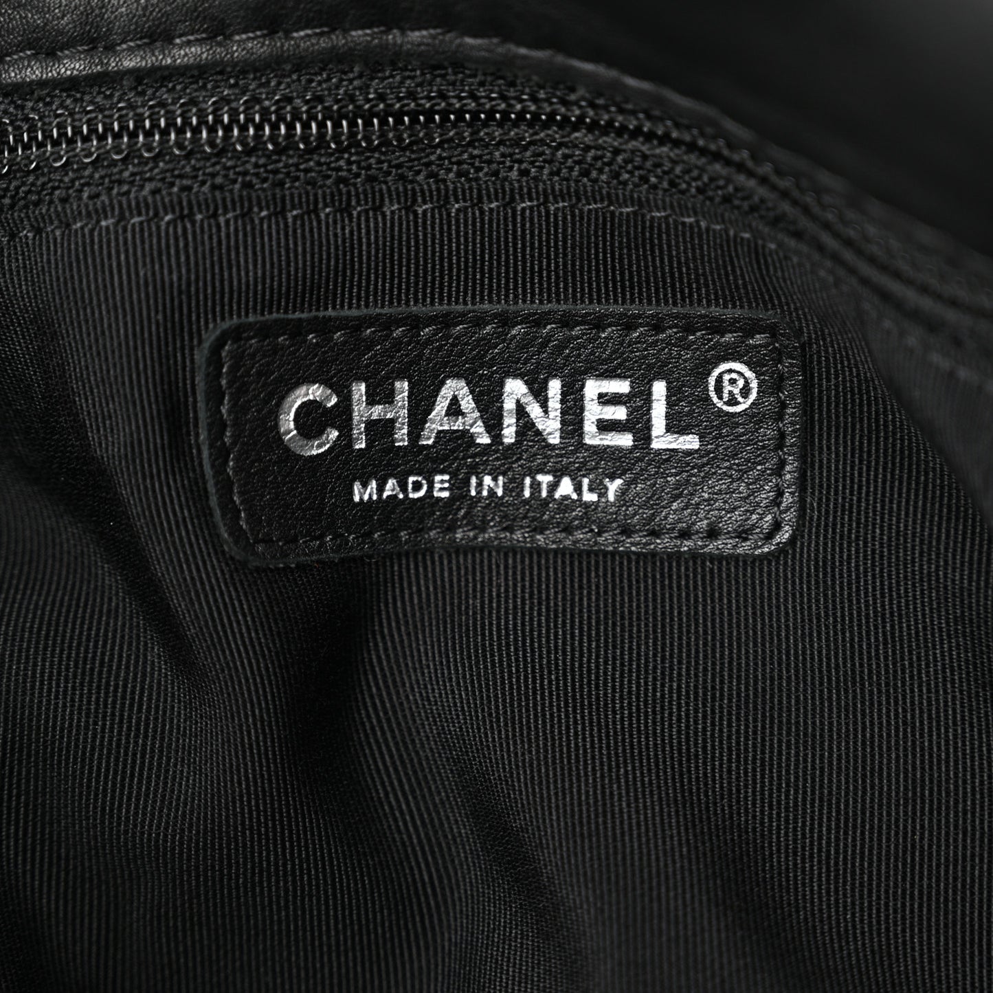 Calfskin Stitched Double Zip Hobo Black