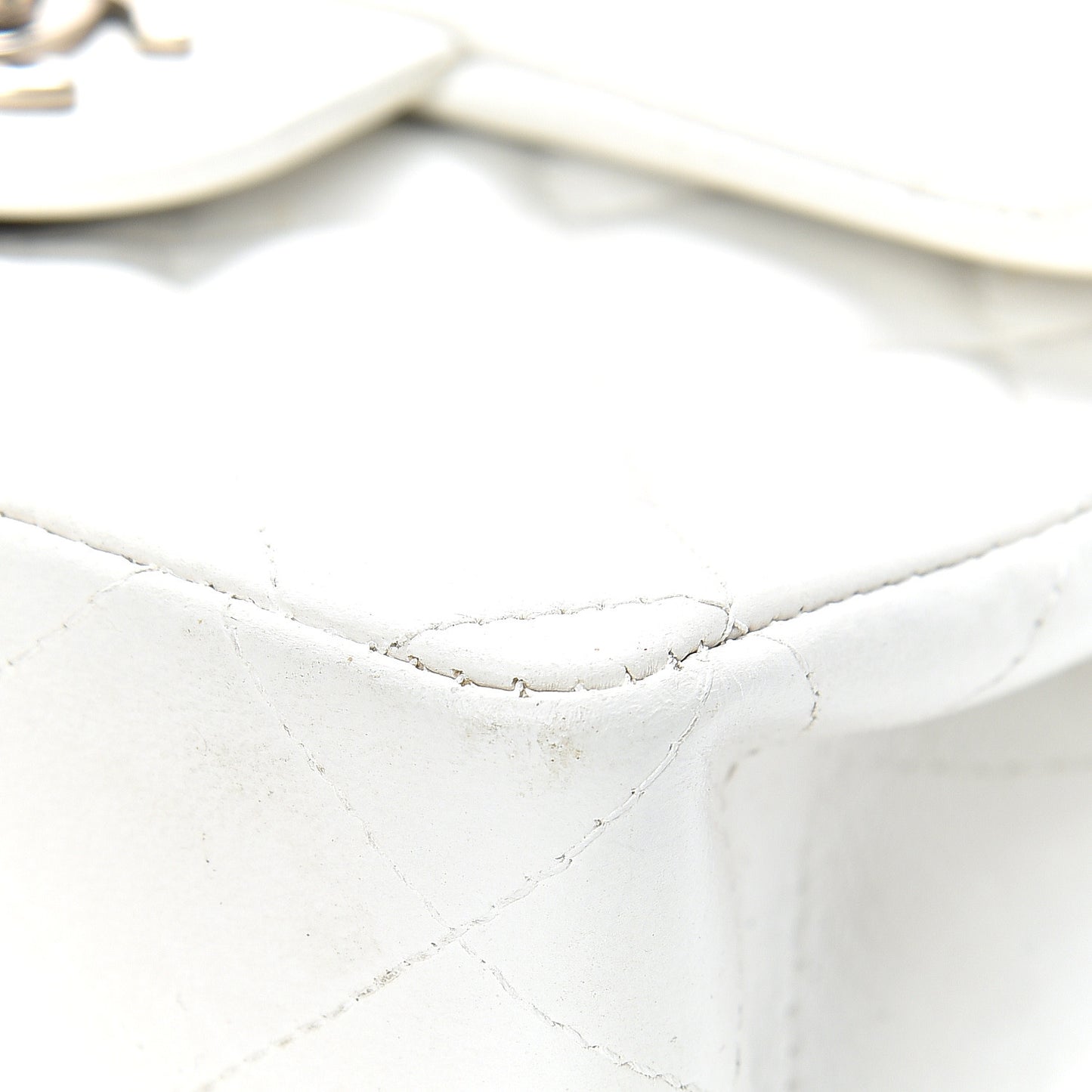 Lambskin Quilted Mini Square Flap White