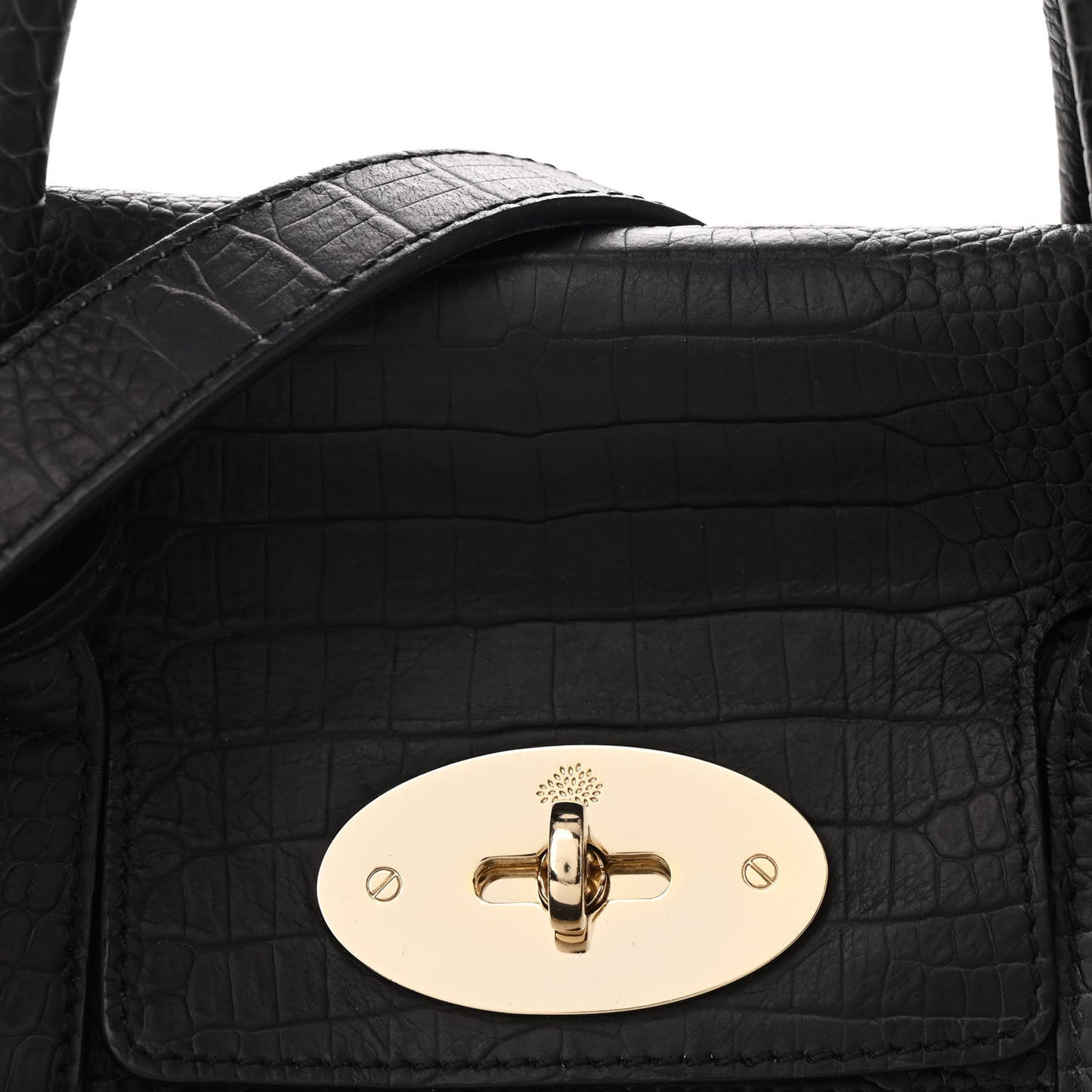 Calfskin Crocodile Embossed Small Bayswater Satchel Black