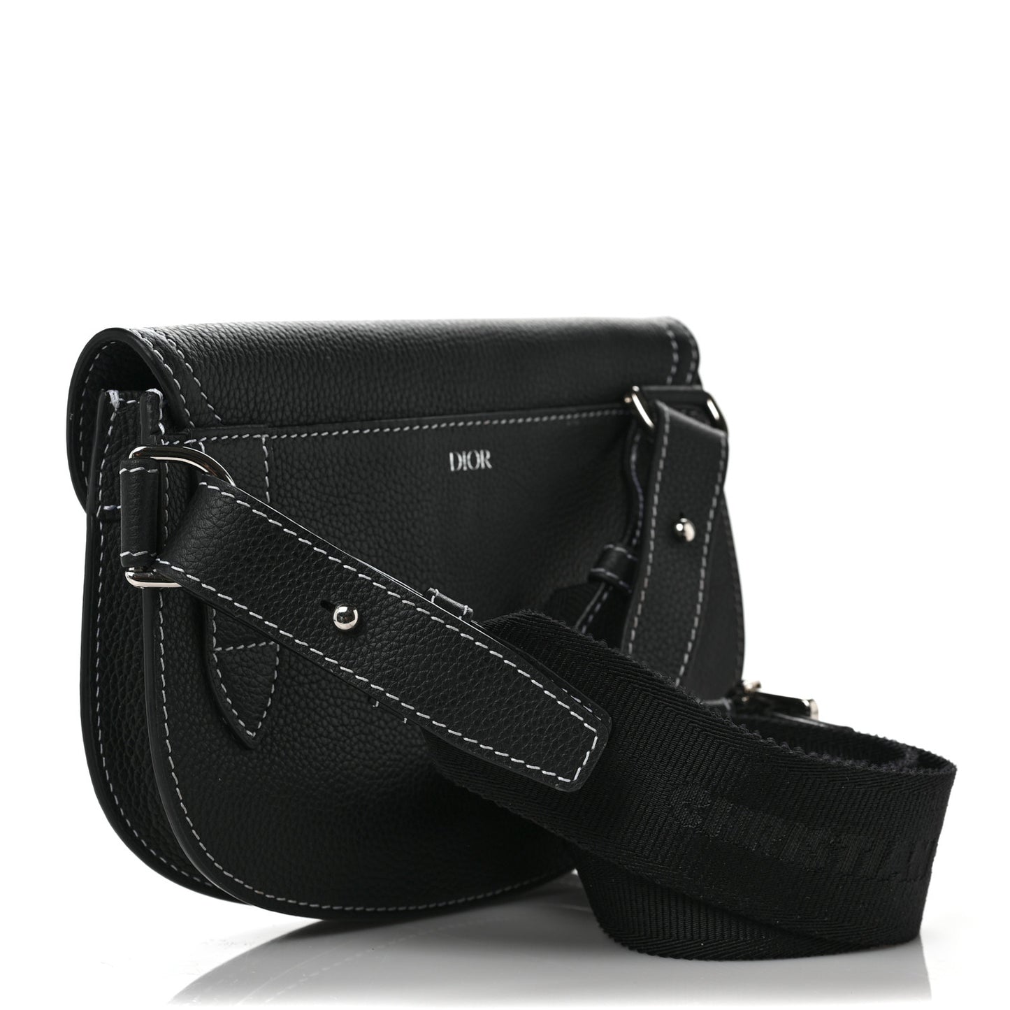 X KAWS Grained Calfskin Saddle Pouch Black