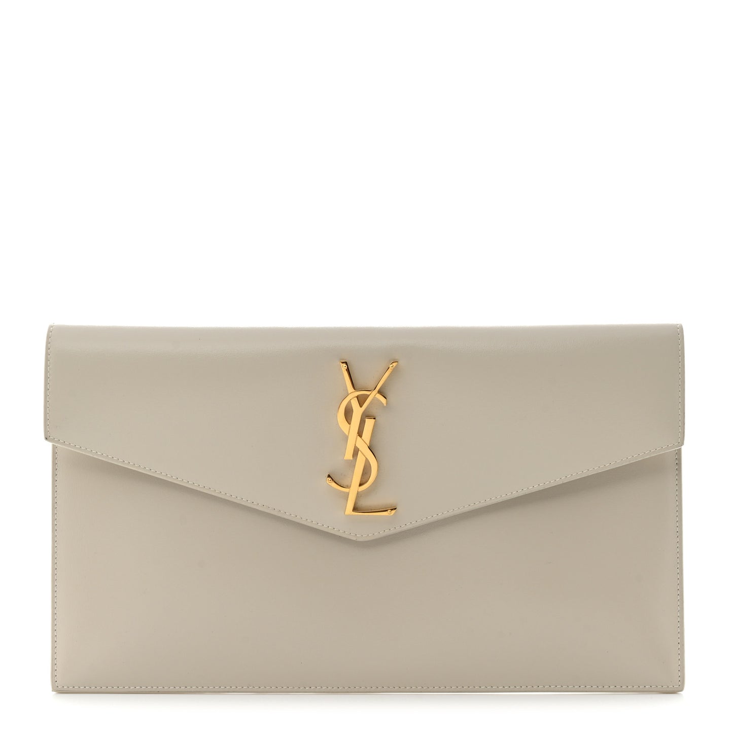 Smooth Shiny Calfskin Uptown Pouch Crema Soft