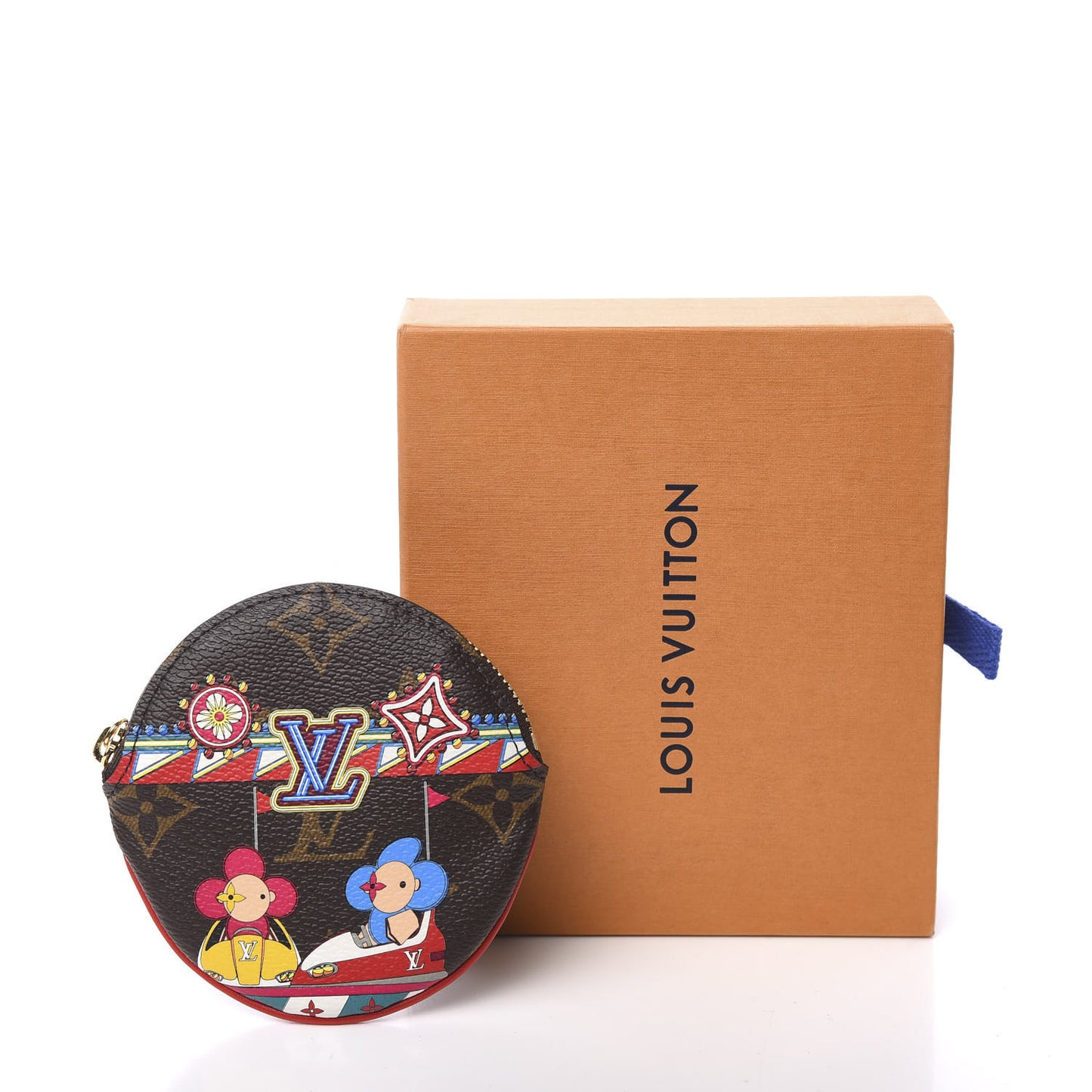 Monogram 2020 Christmas Animation Bumper Cars Round Coin Purse Coquelicot