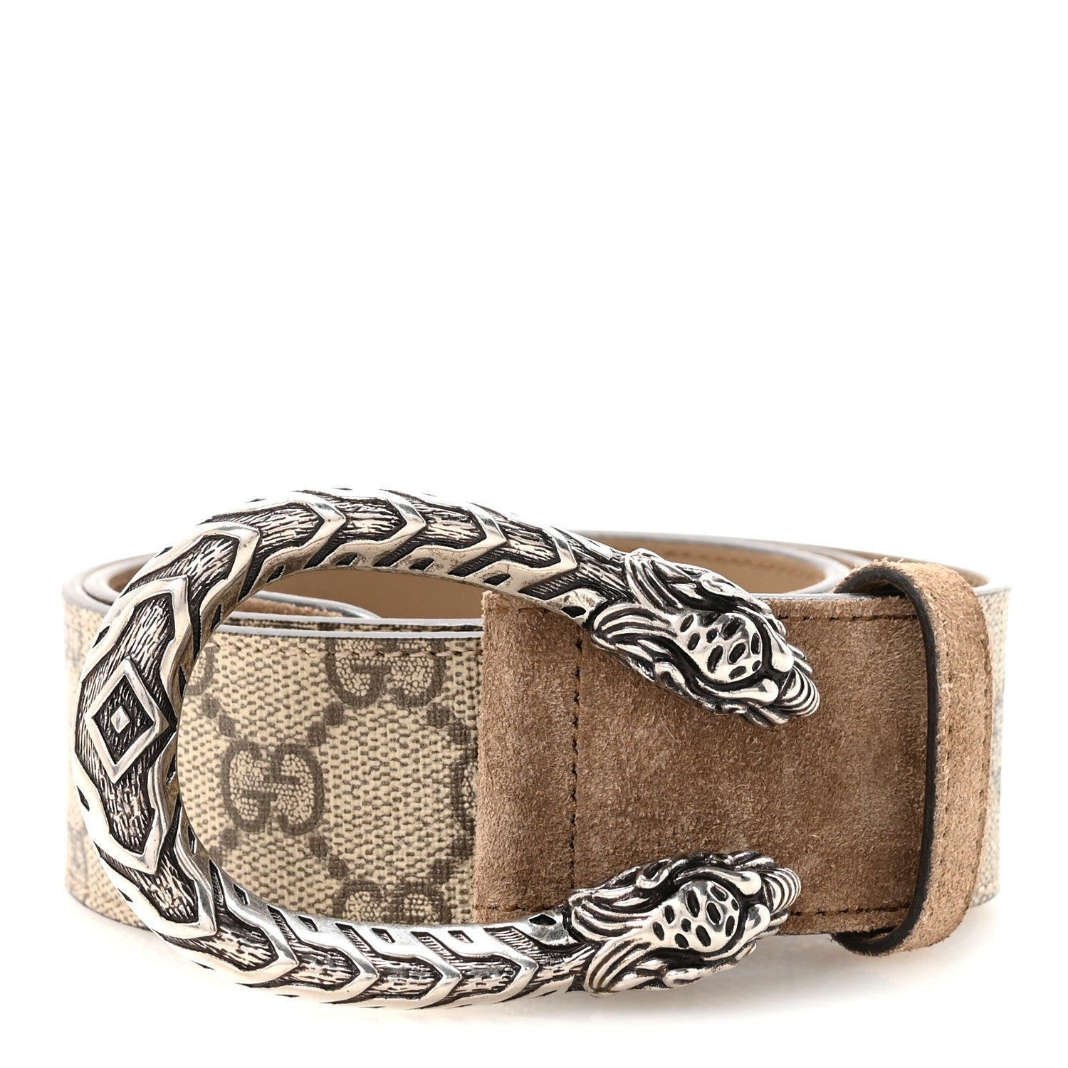 Gucci GG Supreme Monogram Suede Dionysus 40mm Belt 80 32 Beige