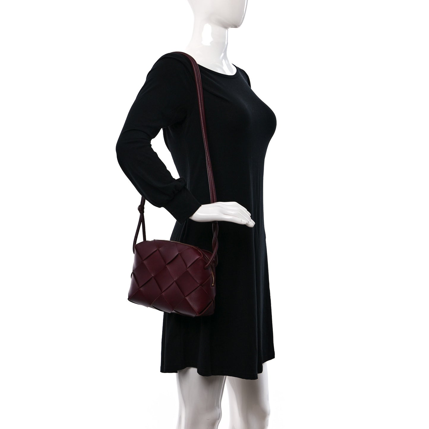 Lambskin Maxi Intrecciato Small Cassette Camera Bag Barolo