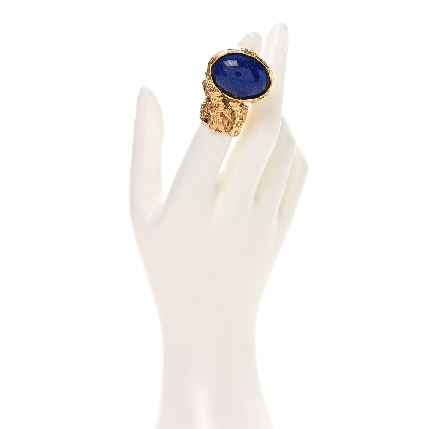 Glass Cabochon Arty Ovale Ring 49 5 Gold Blue