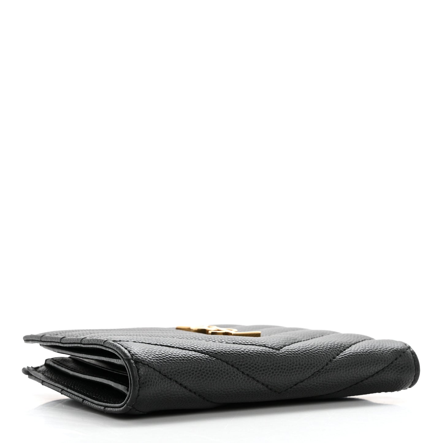 Grain De Poudre Matelasse Chevron Monogram Zipped Two-Part Wallet Black