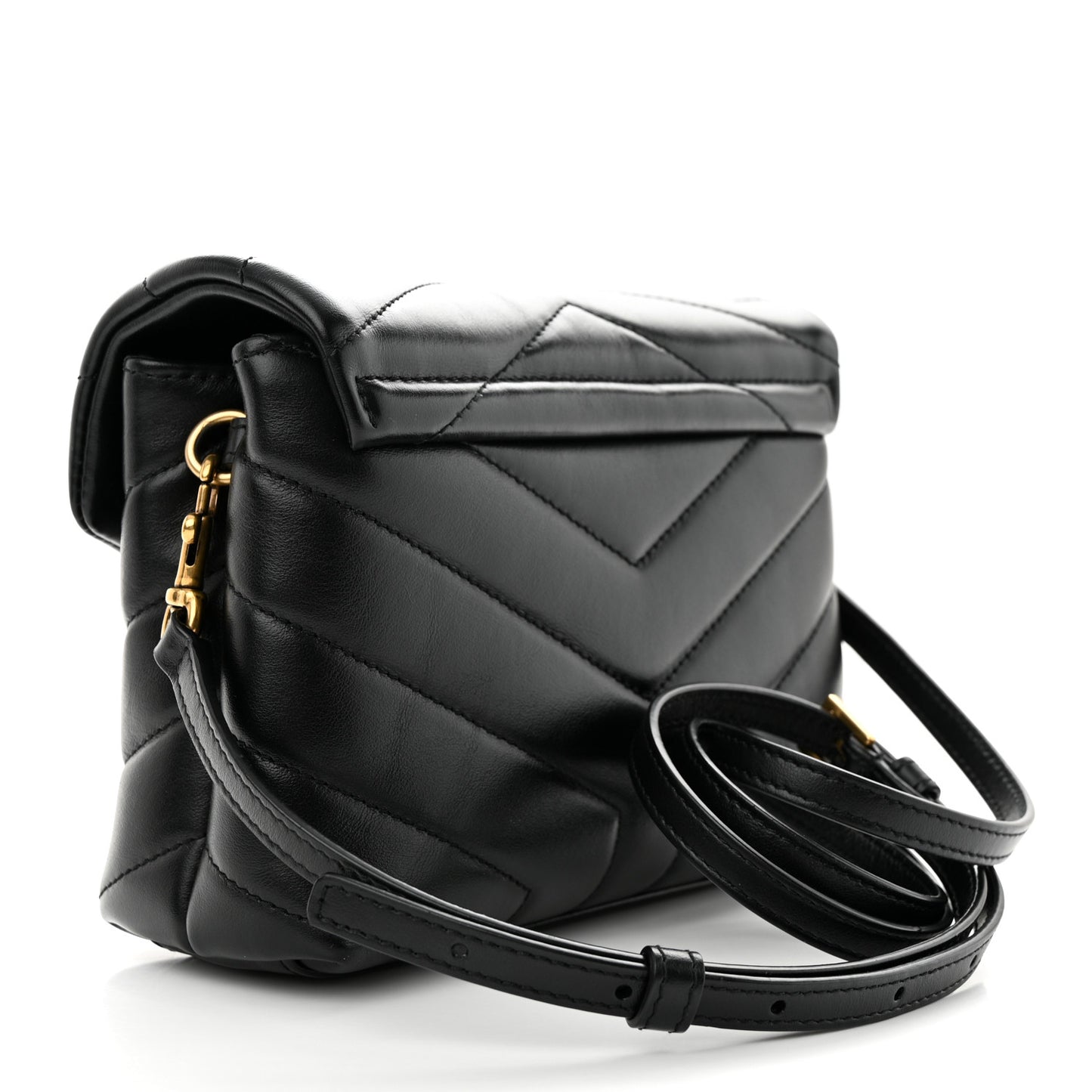Calfskin Y Quilted Monogram Toy Loulou Crossbody Bag Black