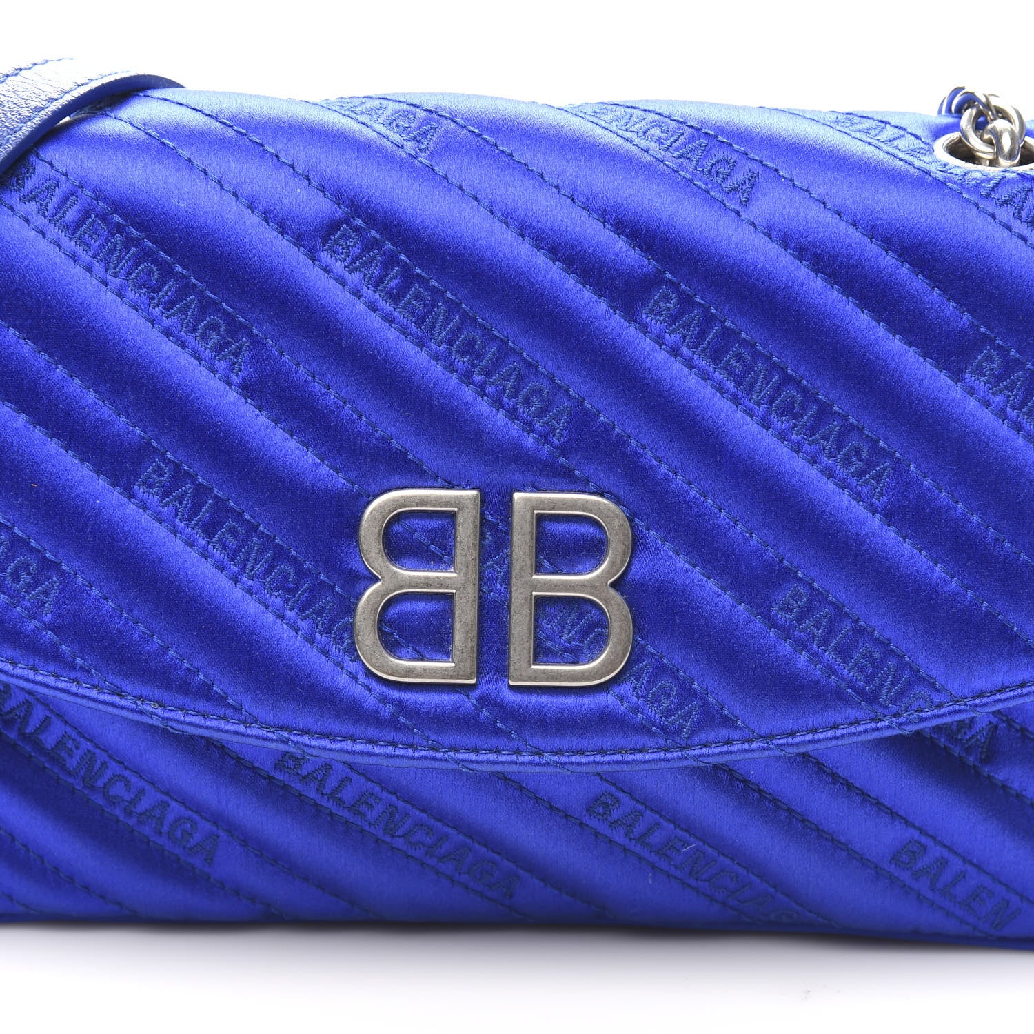 Balenciaga Satin Jacquard Logo Matelasse BB Chain Wallet Electric Bleu 10 of 10