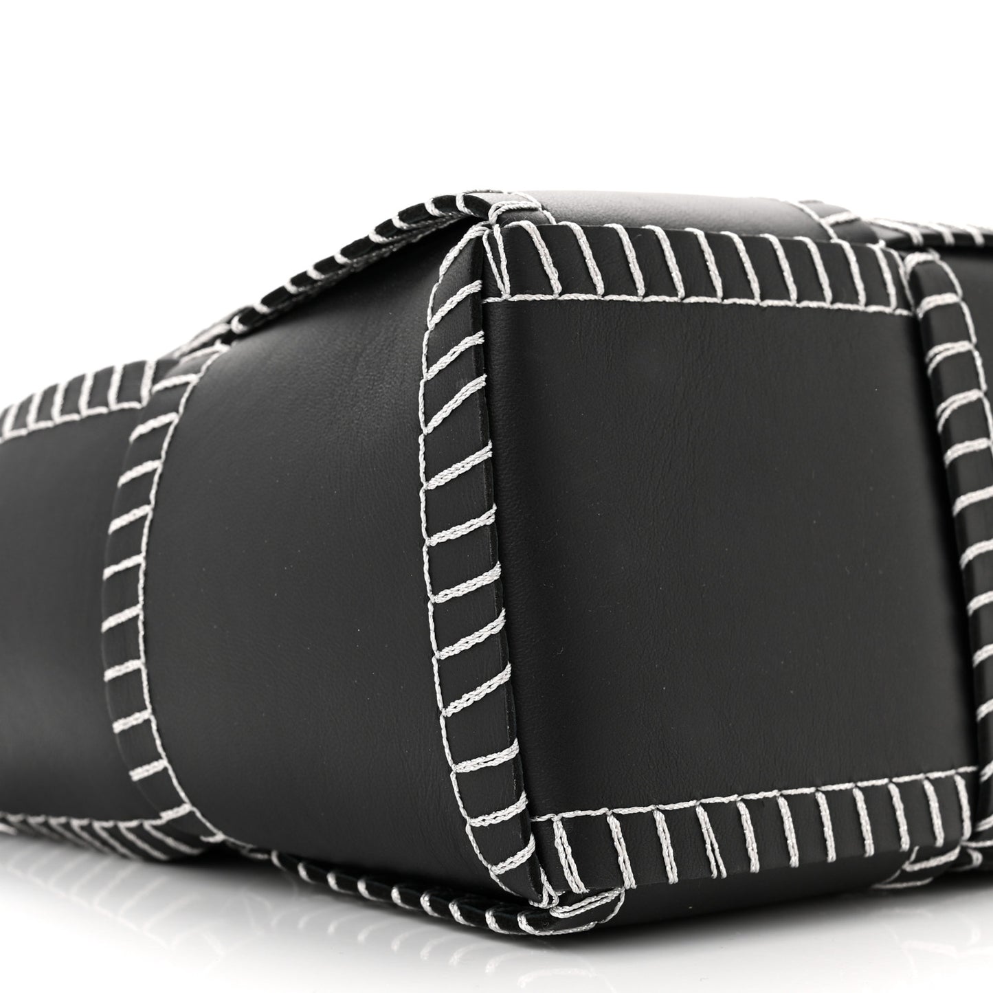Nappa Maxi Intrecciato Overlock Stitched Small Arco Tote Black Silver