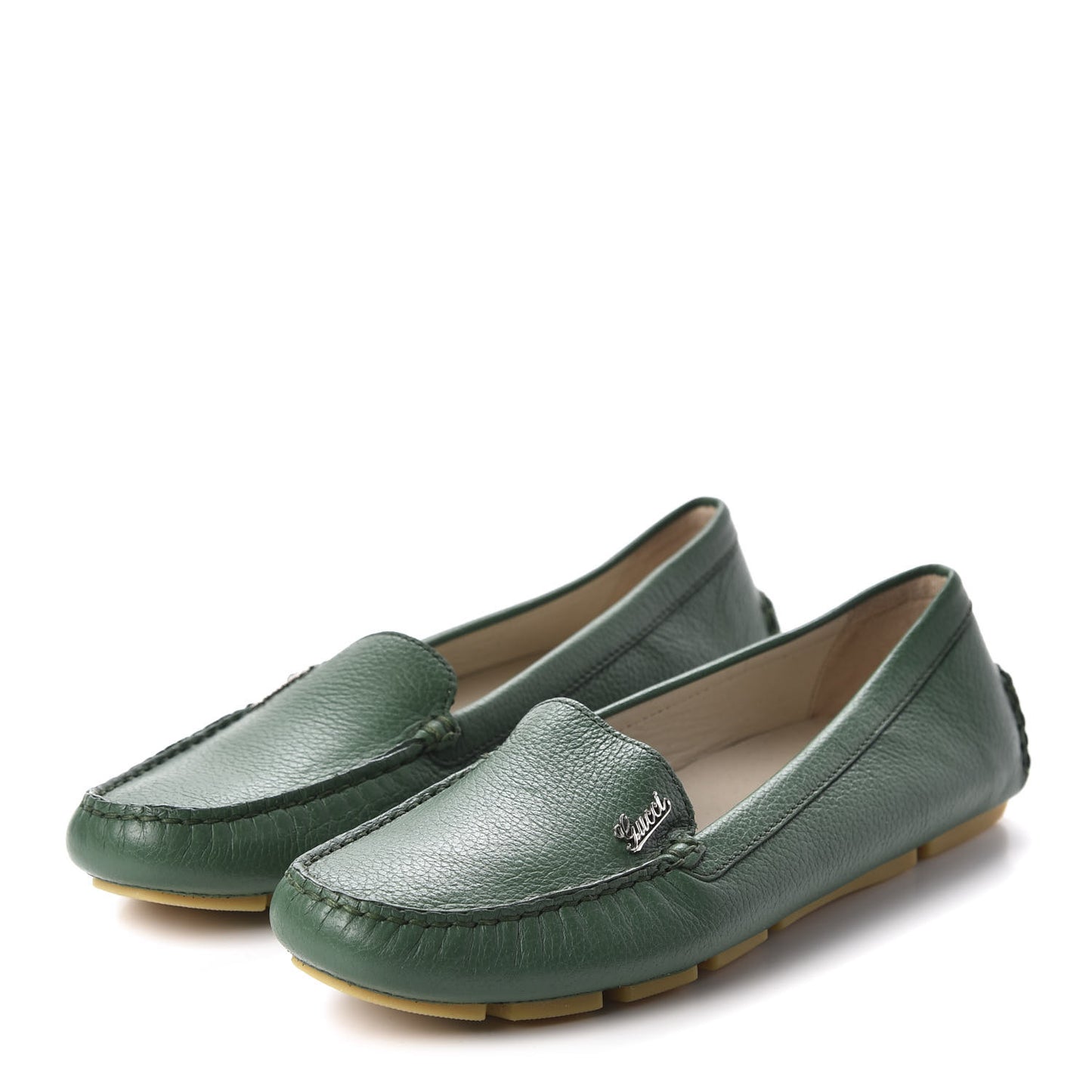 Calfskin Womens Driver Loafers 36.5 Green