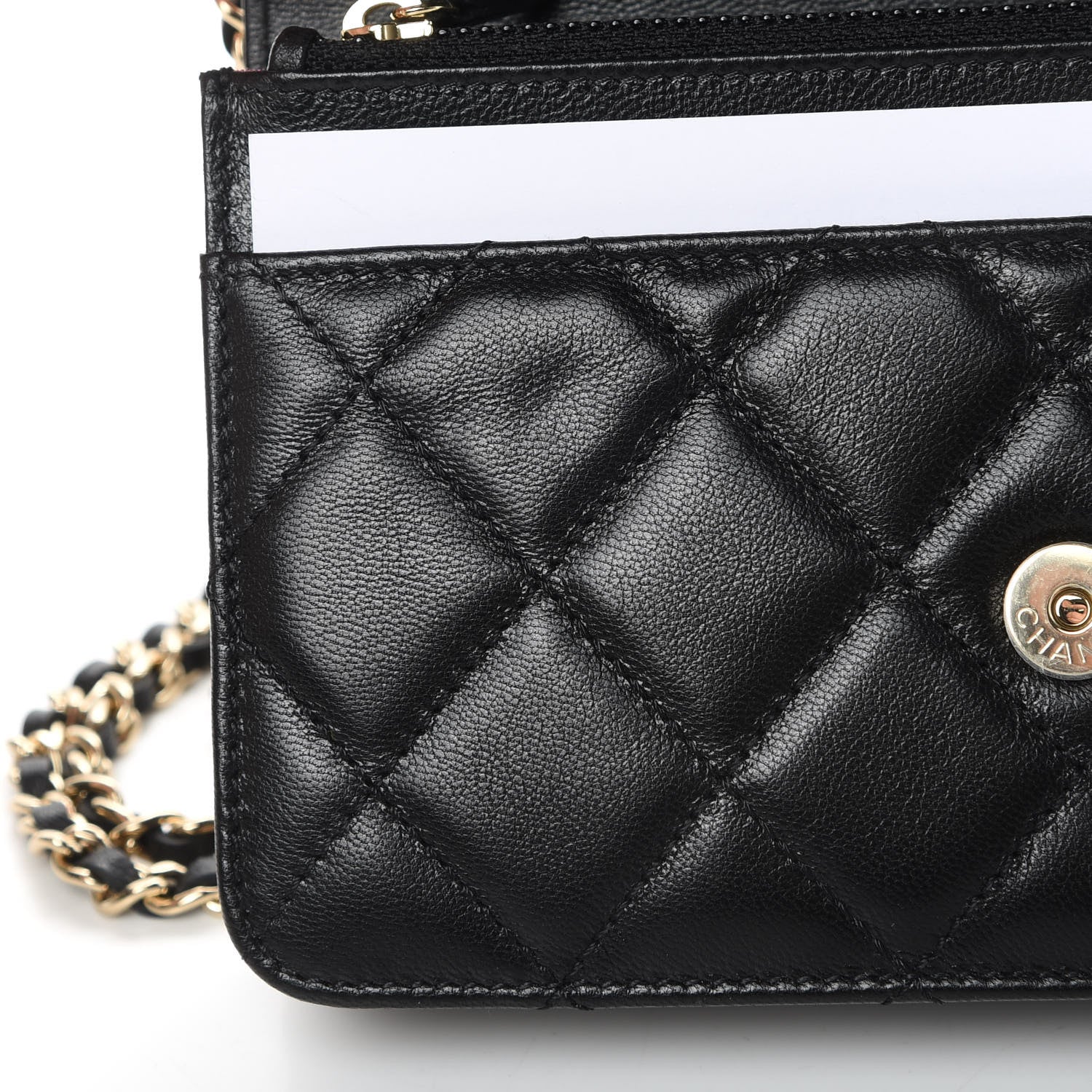 Chanel Goatskin Quilted Timeless CC Wallet On Chain WOC Black 14 of 14