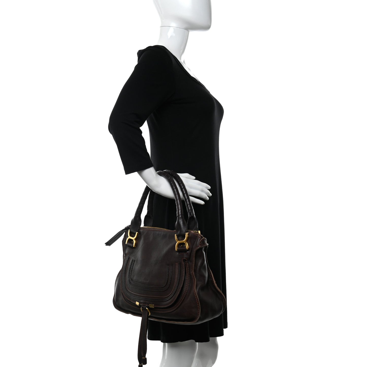 Calfskin Medium Marcie Satchel Truffle