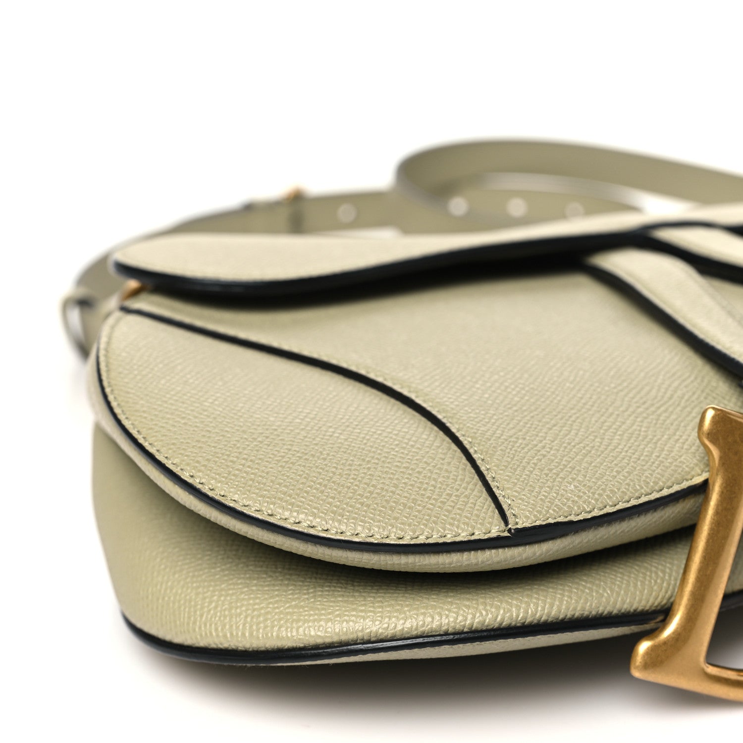 Christian Dior Grained Calfskin Saddle Bag With Strap Sage 9 of 10