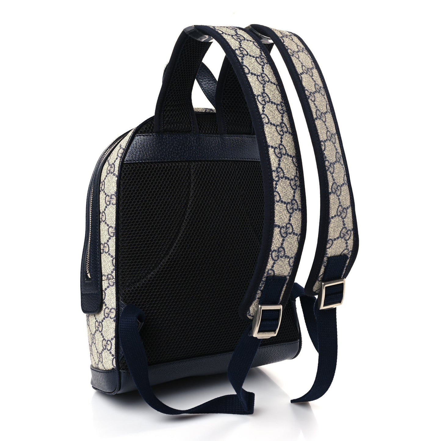 GG Supreme Monogram Textured Dollar Calfskin Web Small Ophidia Day Backpack Beige Blue Black
