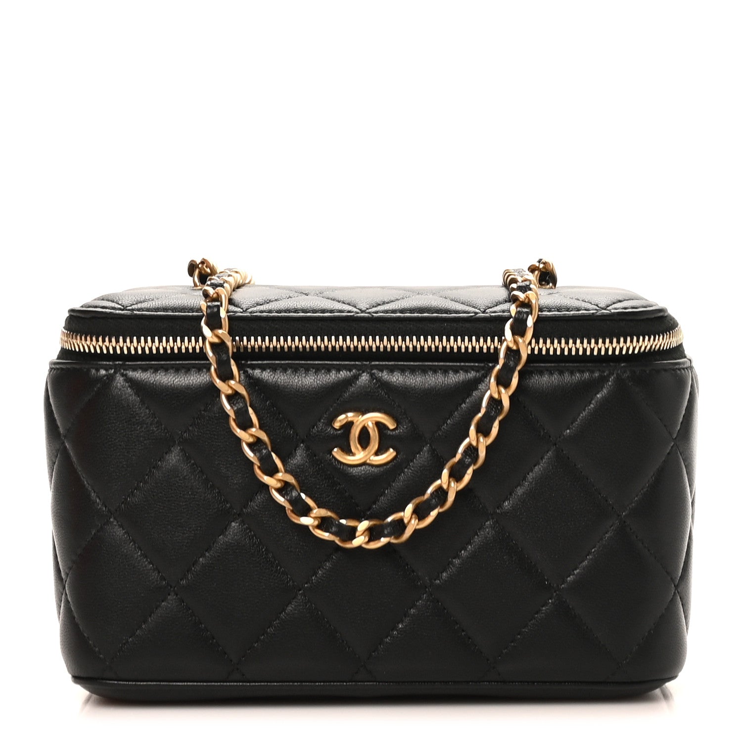 Chanel Lambskin Quilted Pearl Crush Small Vanity Case With Chain