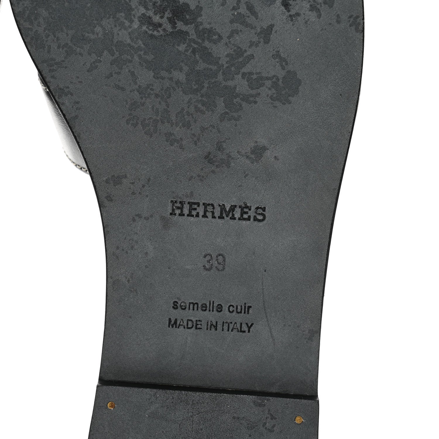 Hermes Box Calfskin Oran Sandals 39 Black 8 of 10