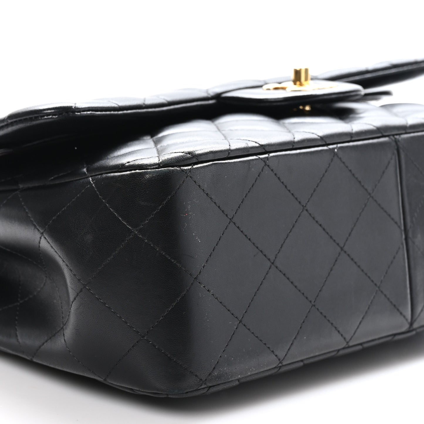 Lambskin Quilted Jumbo Double Flap Black