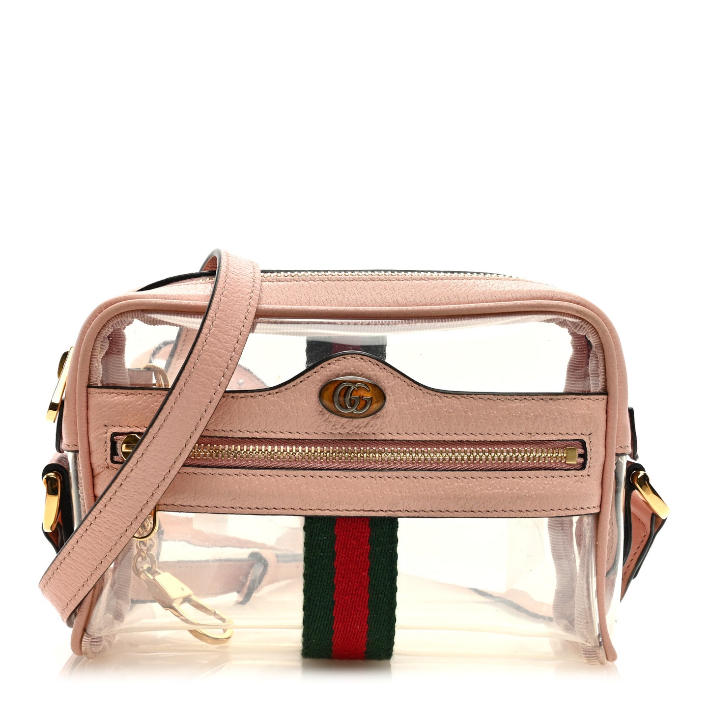 Vinyl Web Mini Ophidia Transparent Shoulder Bag Perfect Pink