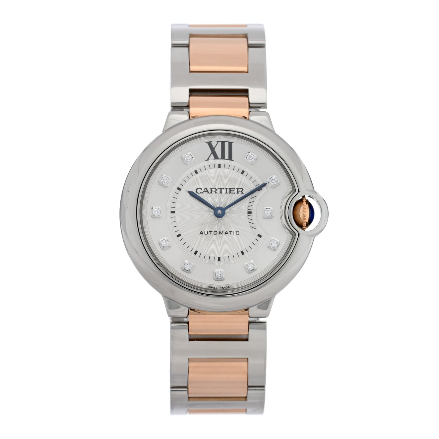 Stainless Steel 18K Pink Gold Diamond 36mm Ballon Bleu De Cartier Automatic Watch