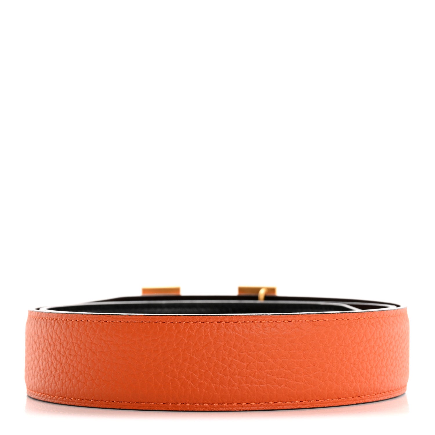 Hermes Box Togo 32mm Striee H Belt 85 Black Orange 2 of 5
