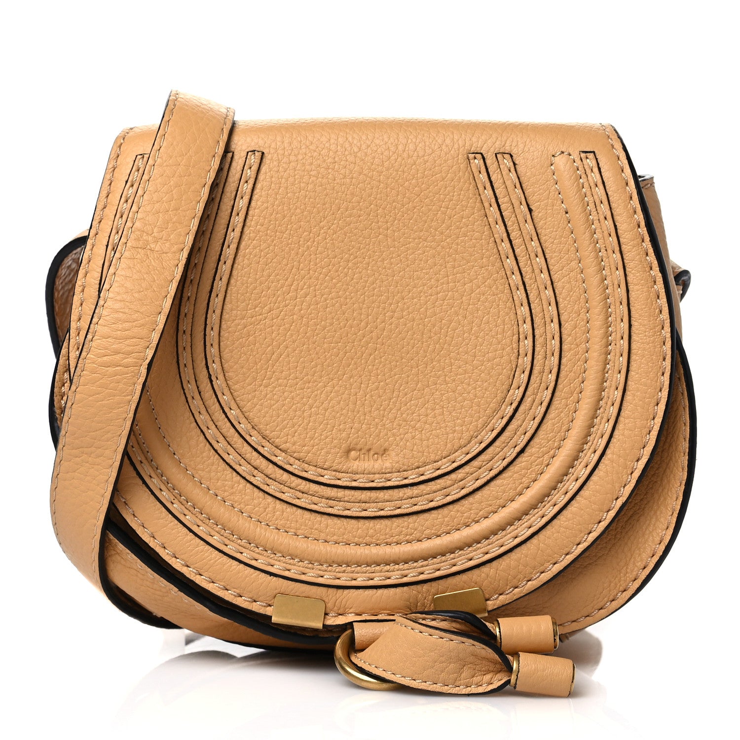 Chloe Calfskin Mini Marcie Round Crossbody Bag Bleached Brown 1 of 11